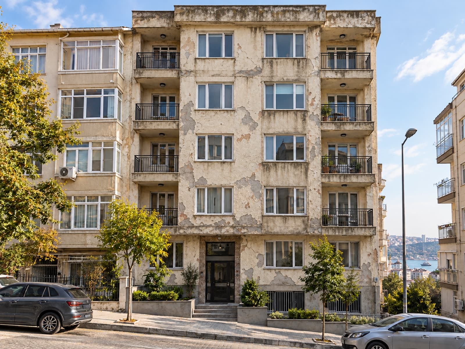 Apartman cephesi: önce / sonra – boya öncesi